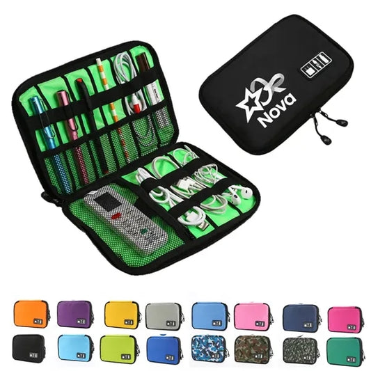 Portable Electronic Accessory Organizer Black Storage Bag
