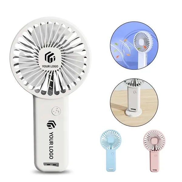 Mini portable 3 speed rechargeable handheld fan with stand