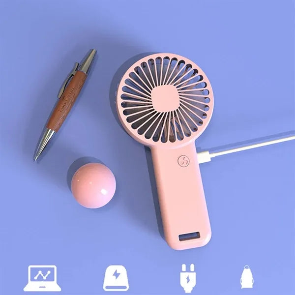 Mini portable 3 speed rechargeable handheld fan with stand