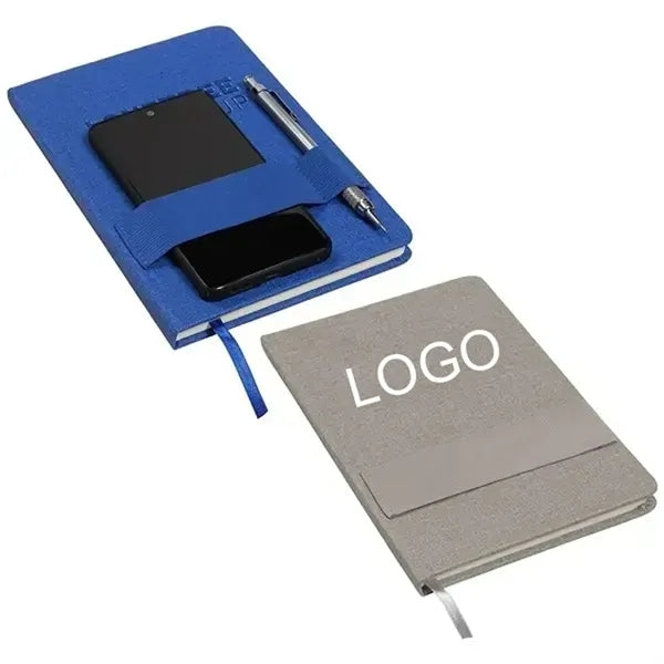 Textured Hardcover Journal with Phone and Pen Holder