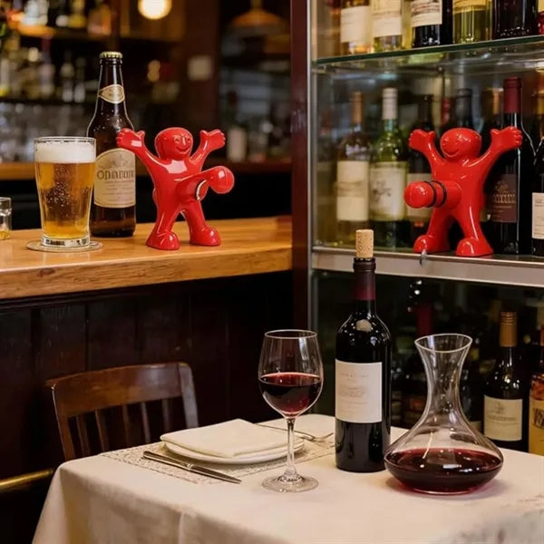 3pcs Funny Red Man Wine & Beer Opener Set Novelty Corkscrew