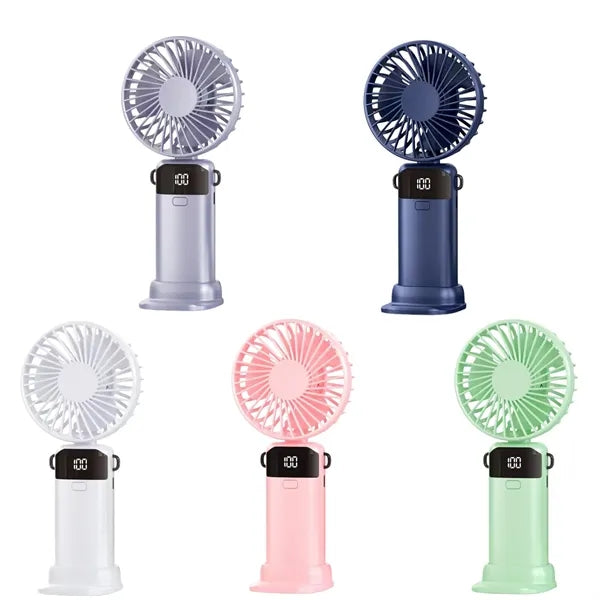Foldable Portable Rechargeable Neck Fan with Stand