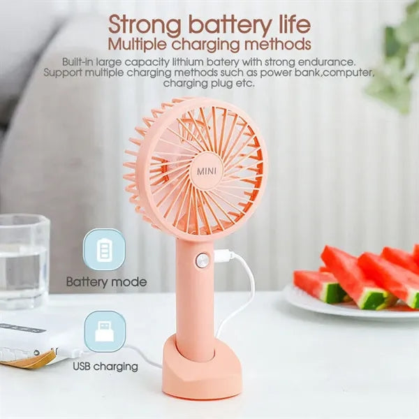 3 Speed Rechargeable Mini Portable Fan with phone stand