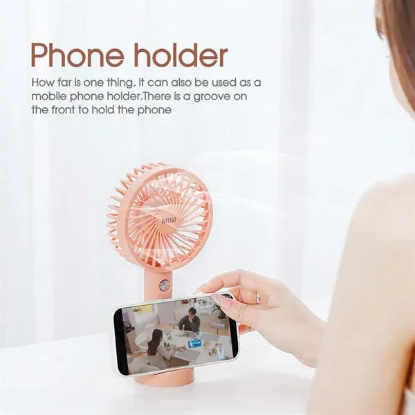 3 Speed Rechargeable Mini Portable Fan with phone stand