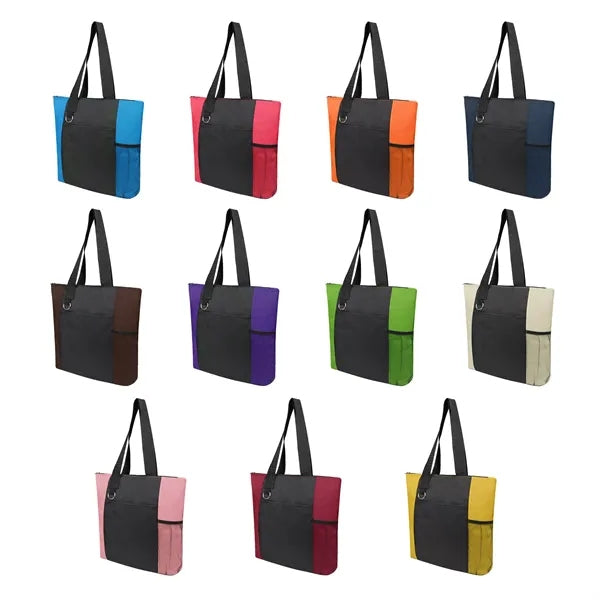 600D Oxford Travel Tote Bag W/ Key Ring & Mesh Pocket