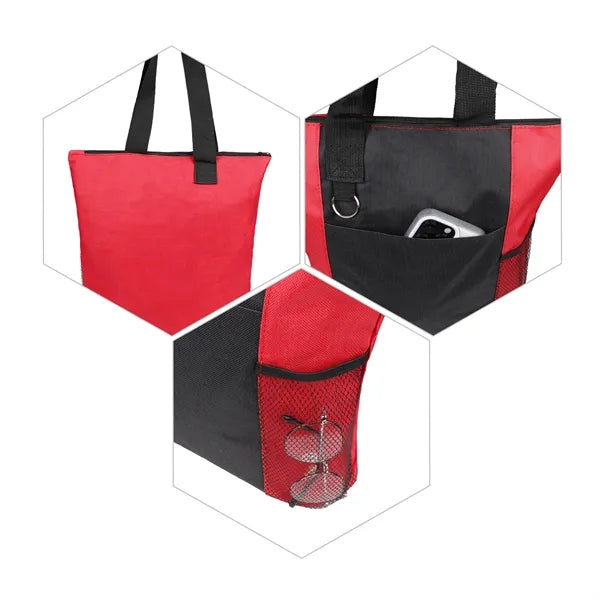 600D Oxford Travel Tote Bag W/ Key Ring & Mesh Pocket