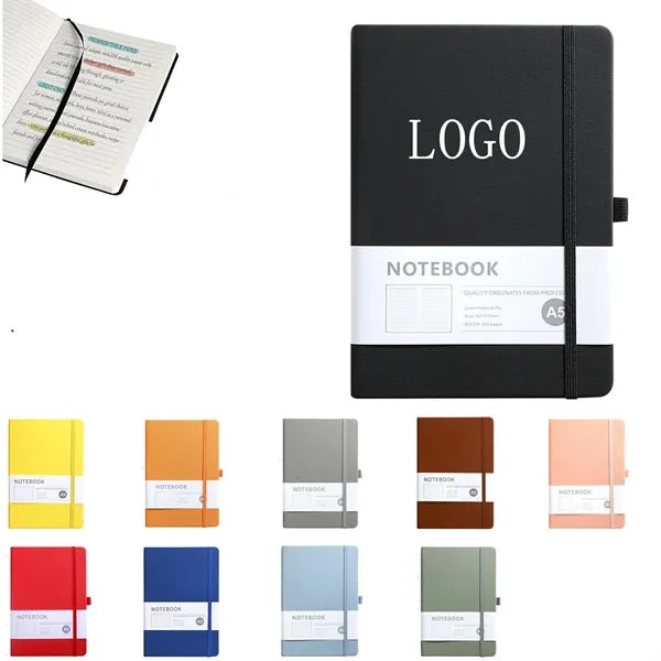 A5 PU Leather Thick Notebook with Elastic Closure