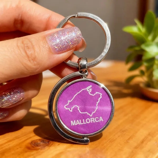 Rotatable epoxy resin metal key chain