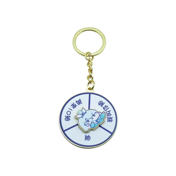 Rotatable epoxy resin metal key chain