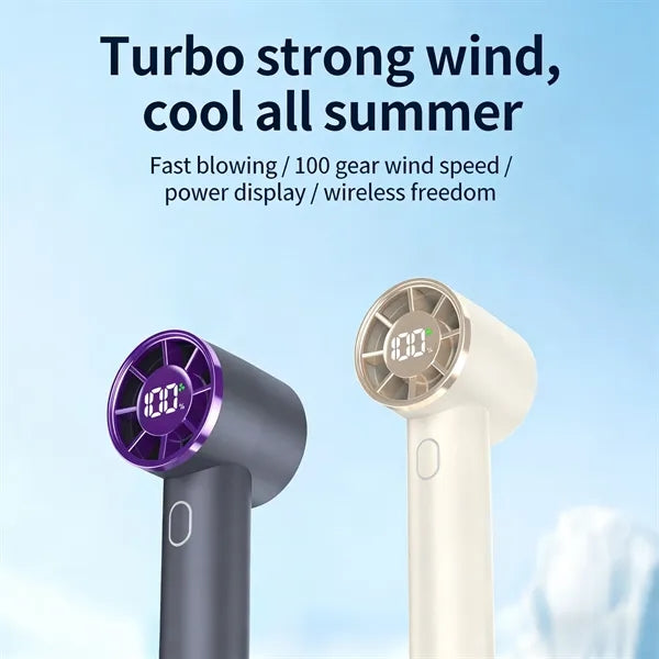 Handheld Turbo Fan with Smart Power Display