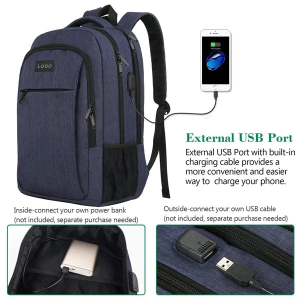 Multi-Pocket Commuter Backpack With USB Port