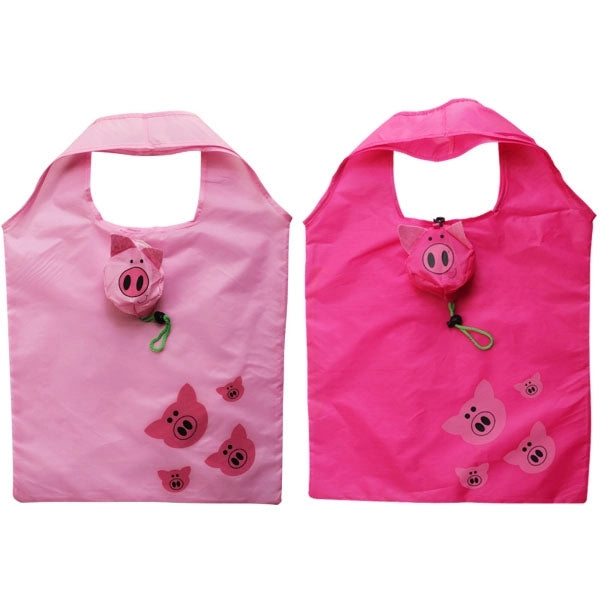 Pig Shaped Folding Shopper Tote Bag