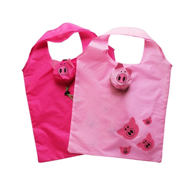 Pig Shaped Folding Shopper Tote Bag