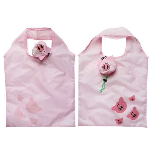 Pig Shaped Folding Shopper Tote Bag