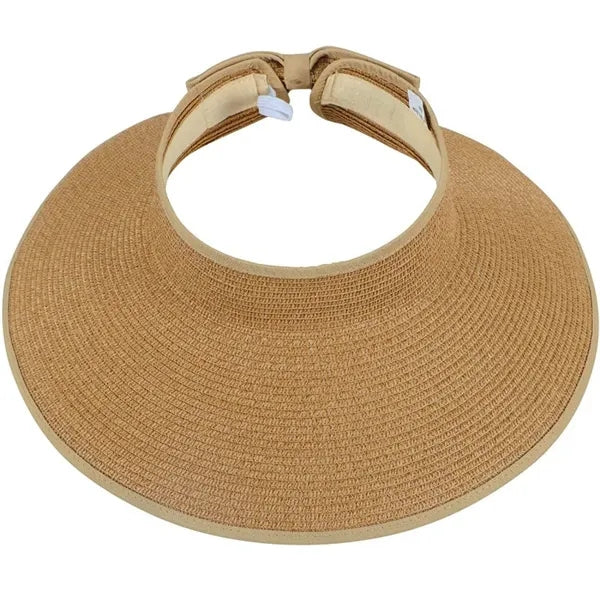 Women Wide Brim Roll-Up Foldable Straw Visor Sun Hat