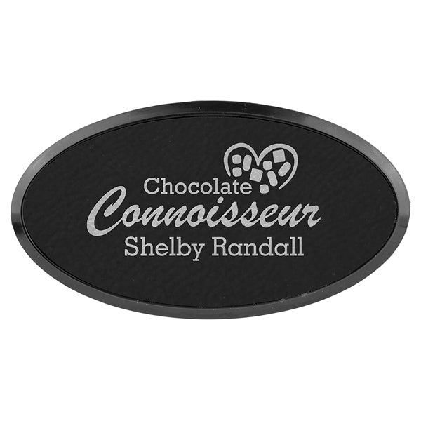 Leatherette Oval Name Badge with Holder and Magnet