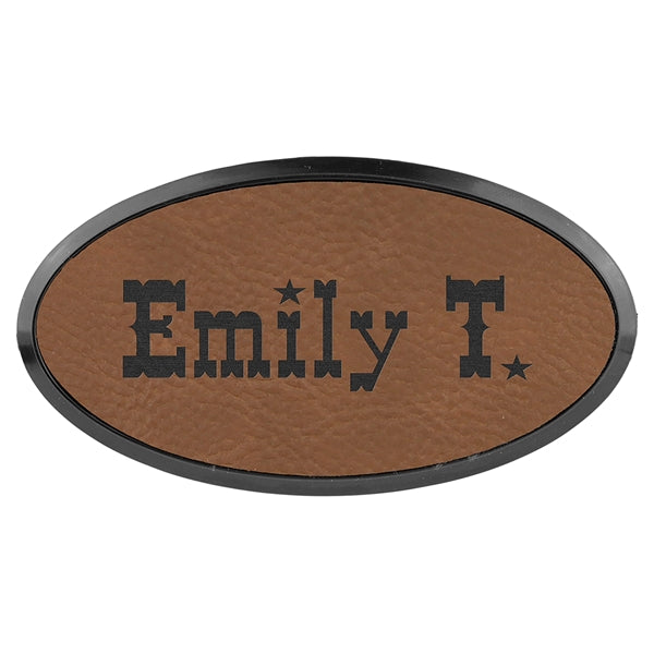 Leatherette Oval Name Badge with Holder and Magnet