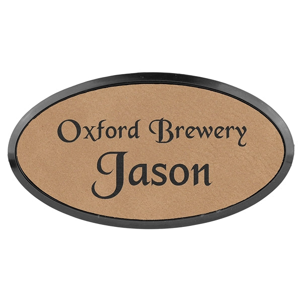Leatherette Oval Name Badge with Holder and Magnet