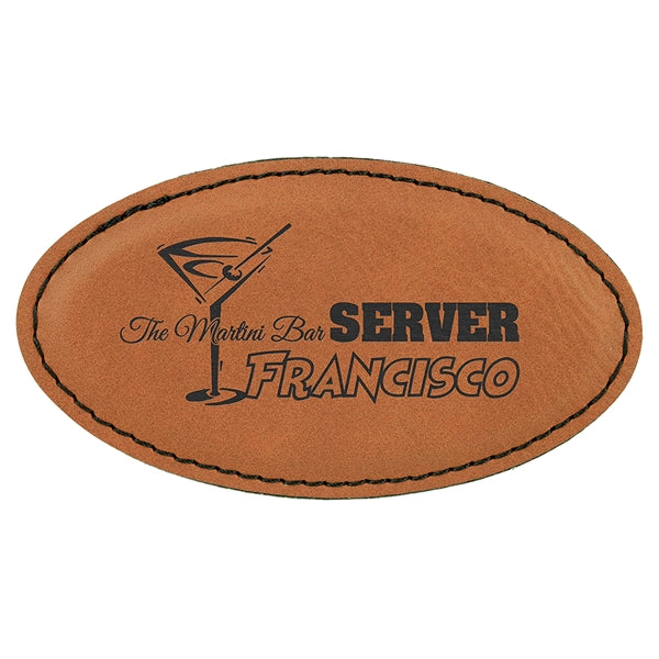 Leatherette Oval Name Badge with Magnet