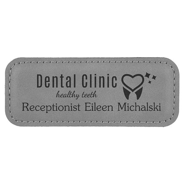 Leatherette Rectangle Name Badge with Magnet