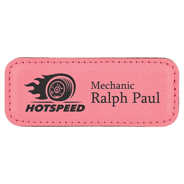 Leatherette Rectangle Name Badge with Magnet