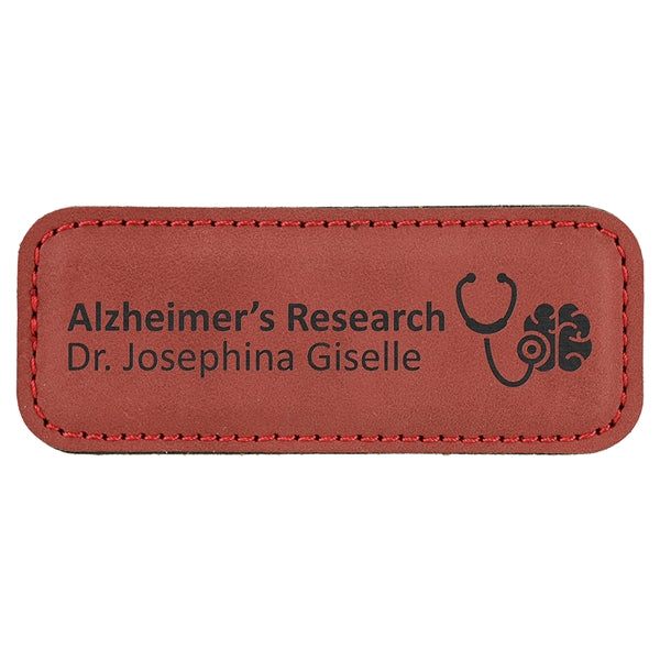 Leatherette Rectangle Name Badge with Magnet
