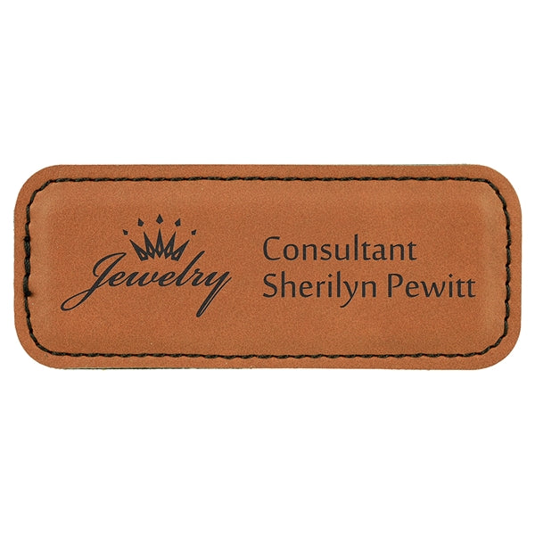 Leatherette Rectangle Name Badge with Magnet