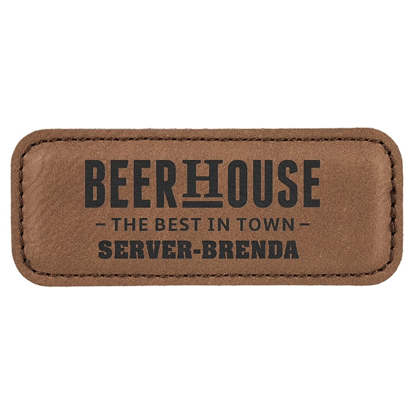 Leatherette Rectangle Name Badge with Magnet