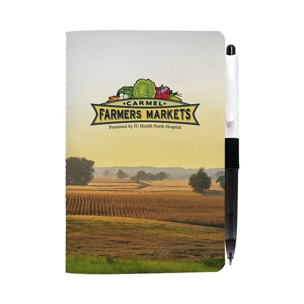 4" X 6" Sewn Paper Cover Notebook with Pen