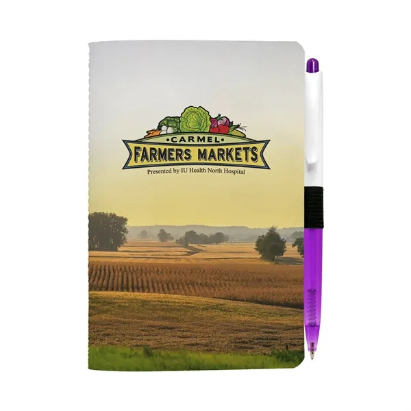 4" X 6" Sewn Paper Cover Notebook with Pen