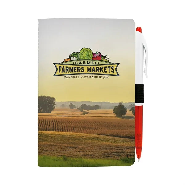 4" X 6" Sewn Paper Cover Notebook with Pen