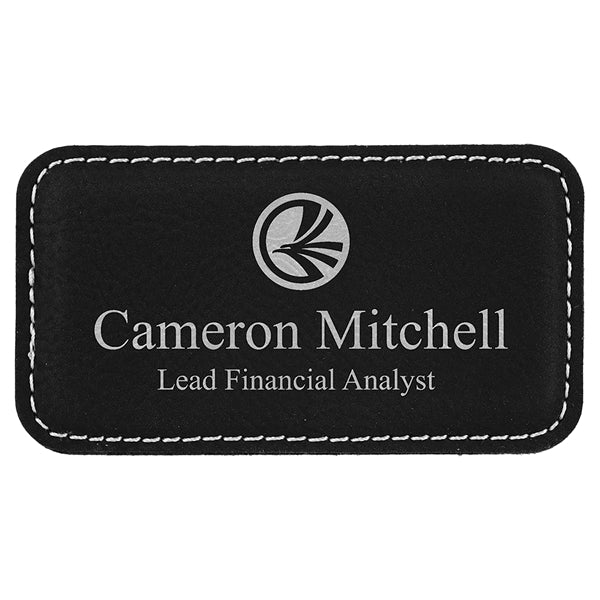 Leatherette Rectangle Name Badge with Magnet