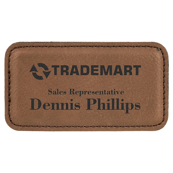 Leatherette Rectangle Name Badge with Magnet