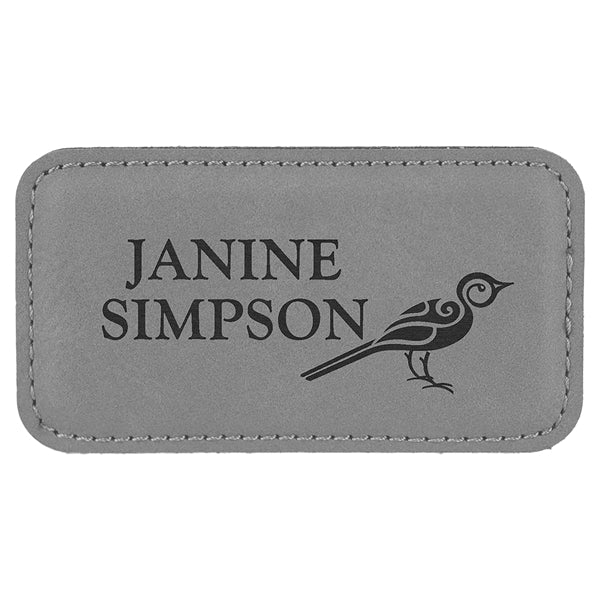 Leatherette Rectangle Name Badge with Magnet