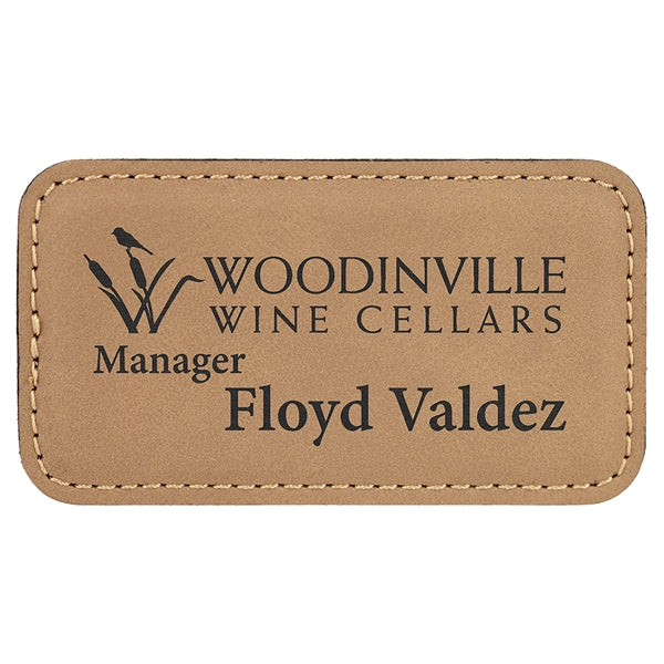 Leatherette Rectangle Name Badge with Magnet