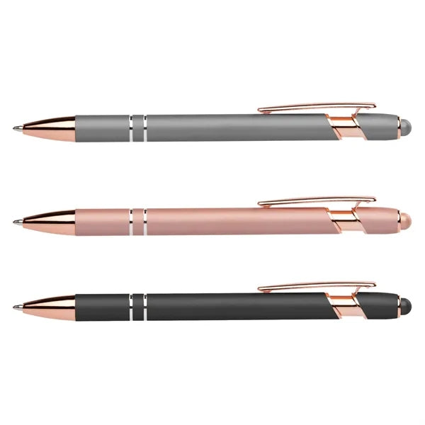 Ellipse Softy Rose Gold Metallic Pen w/ Stylus - Laser