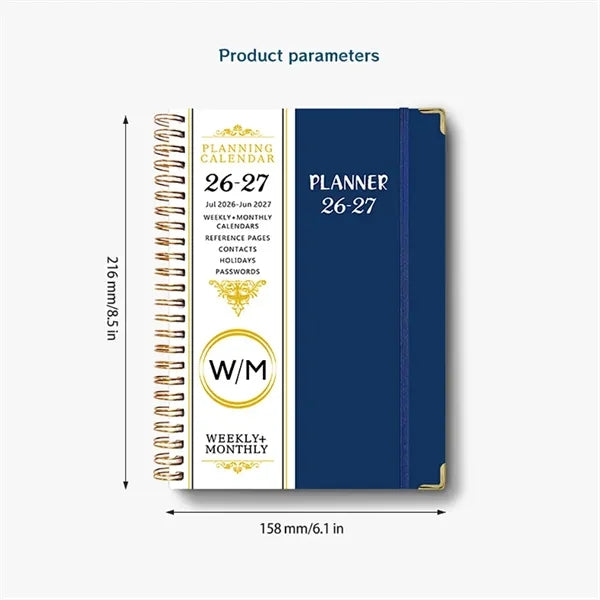 A5 Spiral Weekly Planner Notebook 2026 2027