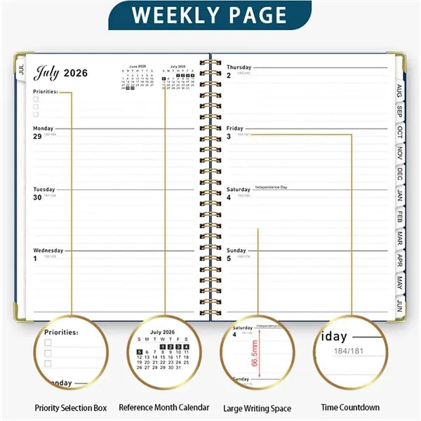 A5 Spiral Weekly Planner Notebook 2026 2027