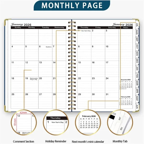 A5 Spiral Weekly Planner Notebook 2026 2027