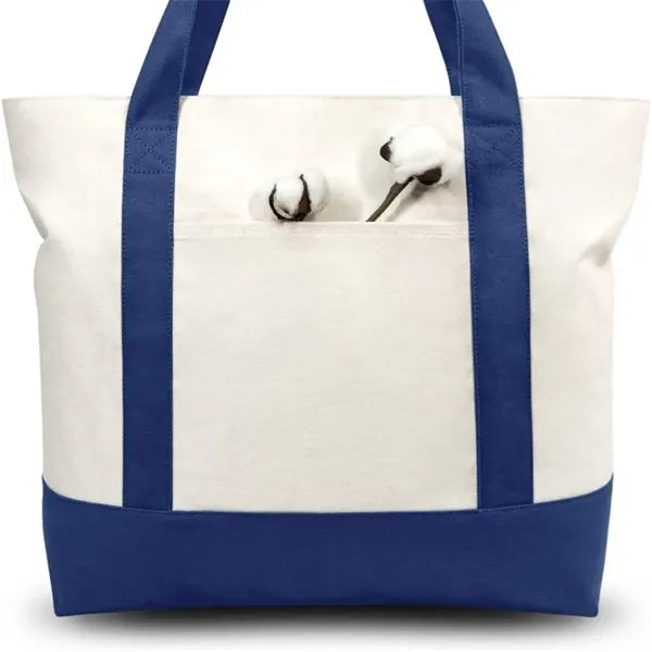 Stylish Canvas Tote Bag with an External Pocket