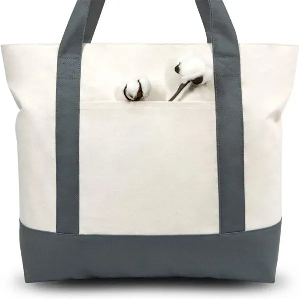 Stylish Canvas Tote Bag with an External Pocket