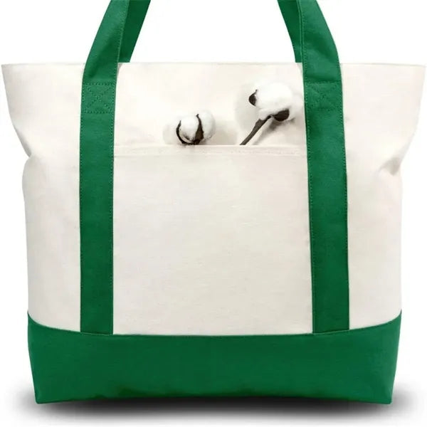 Stylish Canvas Tote Bag with an External Pocket