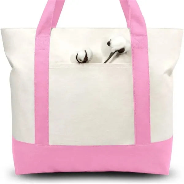 Stylish Canvas Tote Bag with an External Pocket