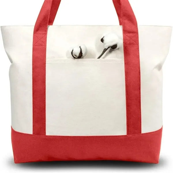 Stylish Canvas Tote Bag with an External Pocket
