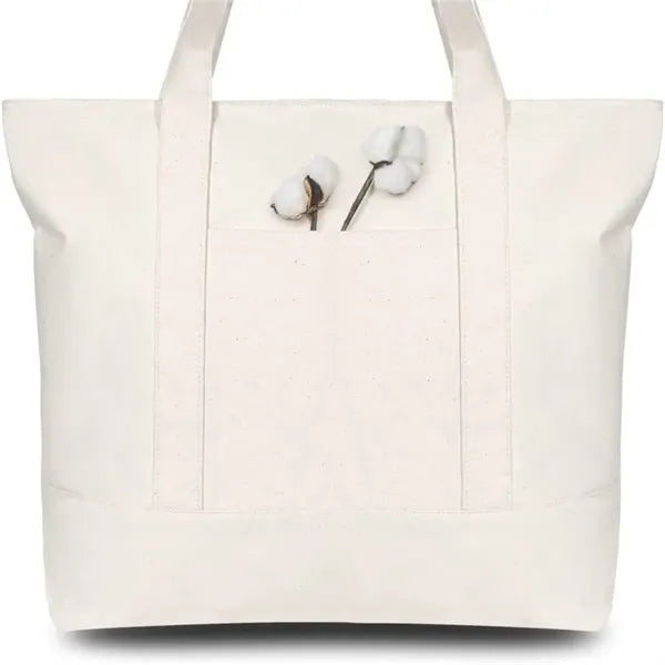 Stylish Canvas Tote Bag with an External Pocket