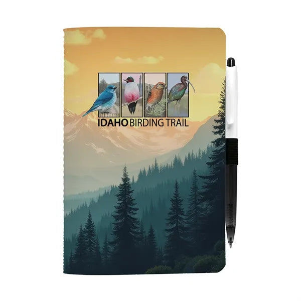 5" x 7" Sewn Paper Cover Notebook with Pen