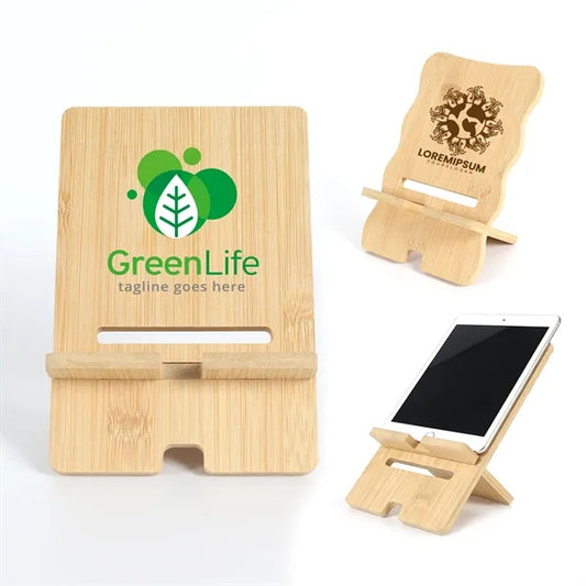 Adjustable Bamboo Tablet Stand with Straight & Wave Edge