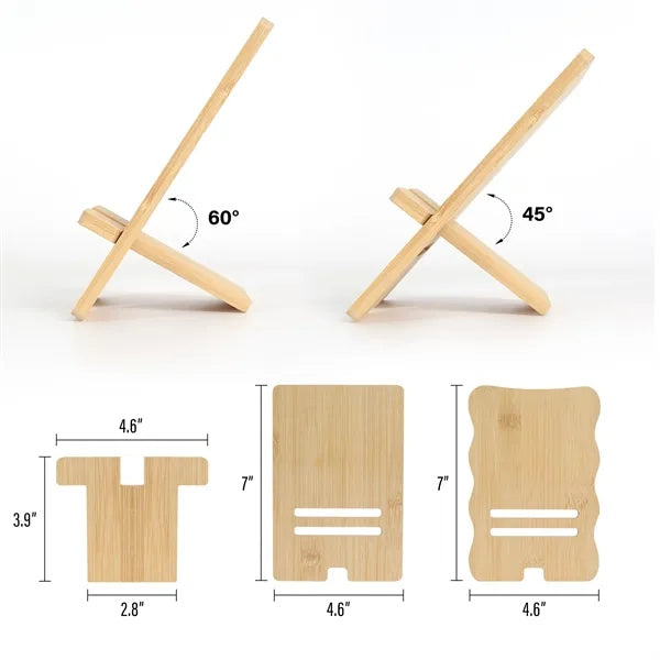 Adjustable Bamboo Tablet Stand with Straight & Wave Edge