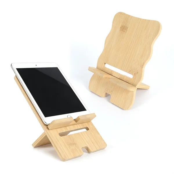 Adjustable Bamboo Tablet Stand with Straight & Wave Edge