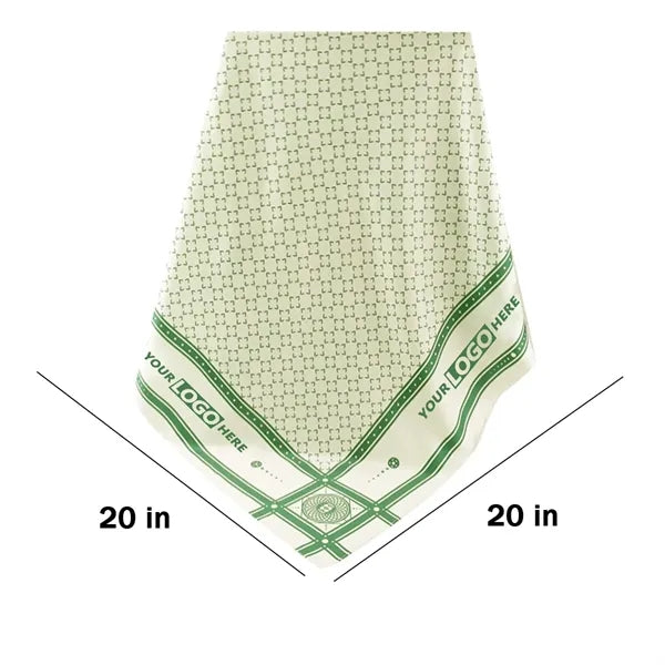 Faux Silk Square Scarf 20" x 20" Green Sporty Bandana